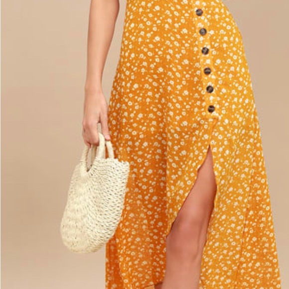Lulus Butter/Yellow Midi Dress - Picture 3 of 4